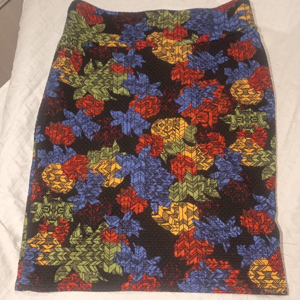LuLaRoe Floral Knit Pencil Skirt, Multicolor, Stretch, Size M